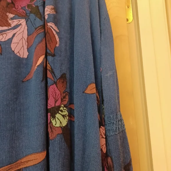 Free People Blue Floral navy magenta tunic dress M - Picture 8 of 13